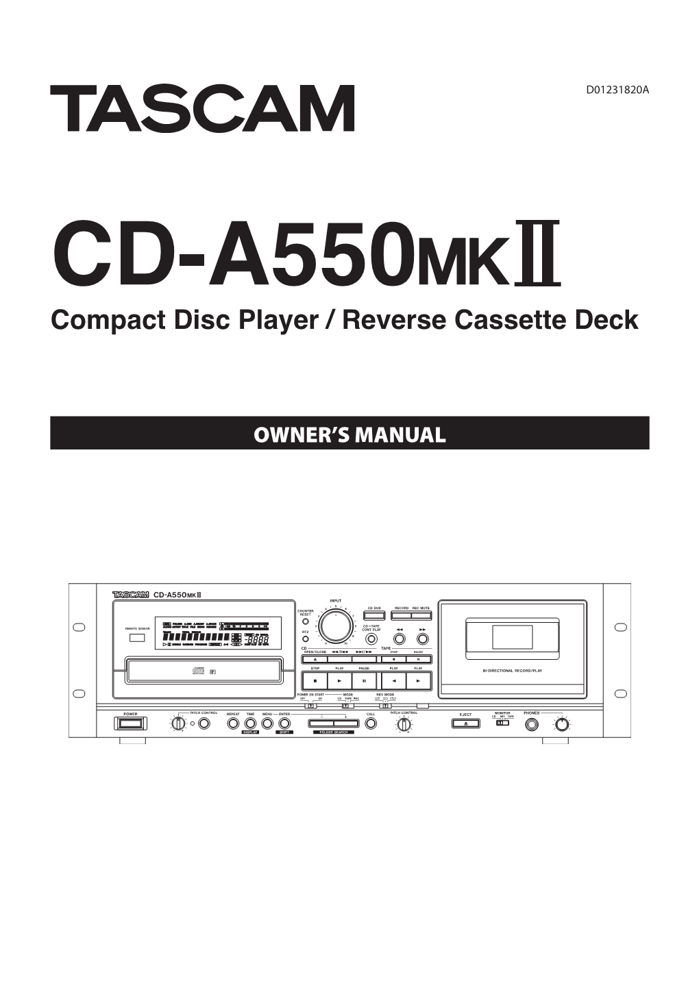 CD-A550MKII Owner's Manual
