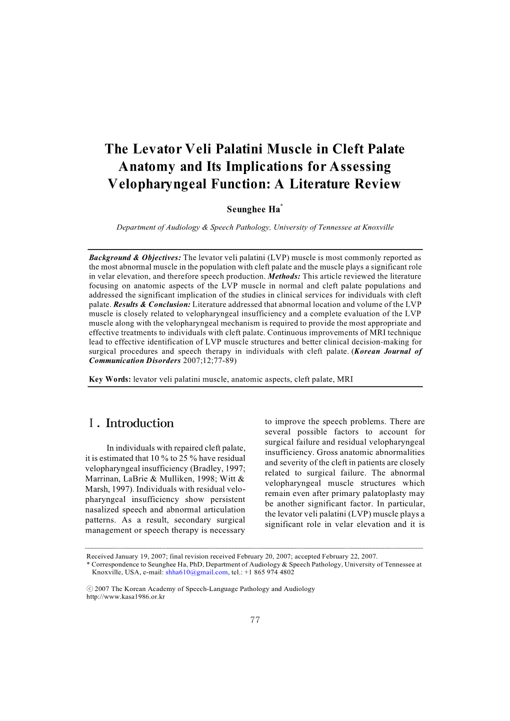 The Levator Veli Palatini Muscle in Cleft Palate Anatomy and Its Implications for Assessing Velopharyngeal Function: a Literature Review