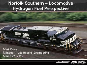 Norfolk Southern: Locomotive Hydrogen Fuel Perspective