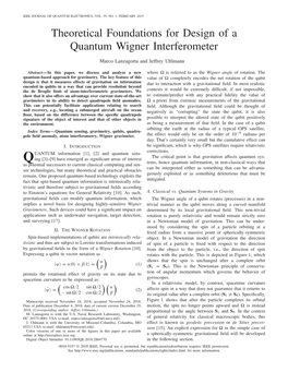 Theoretical Foundations for Design of a Quantum Wigner Interferometer