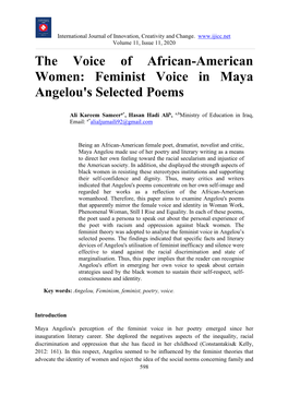 The Voice of African-American Women: Feminist Voice in Maya Angelou's Selected Poems