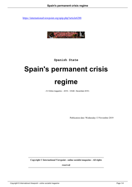 Spain's Permanent Crisis Regime