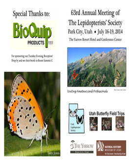 63Rd Annual Meeting of the Lepidopterists' Society Special