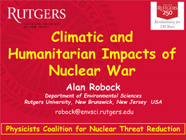Climatic and Humanitarian Impacts of Nuclear