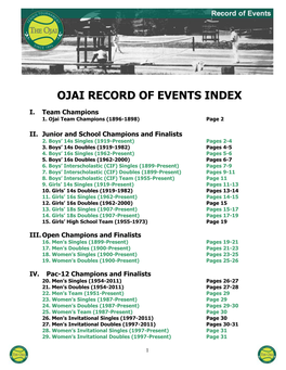 Ojai Record of Events Index