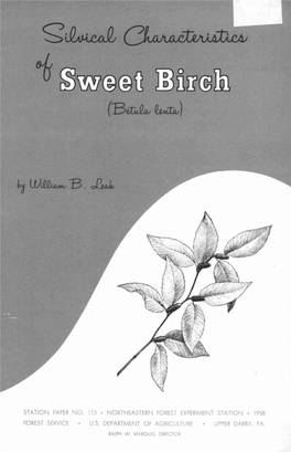 Silvical Characteristics of Sweet Birch (Betula Lenta)