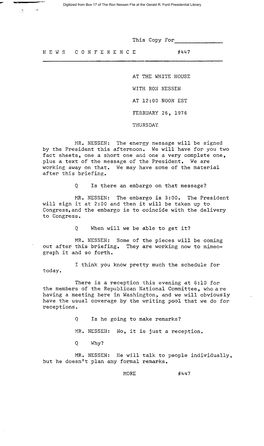 Press Secretary Briefings, 2/26/76