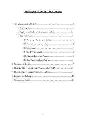 Supplementary Material Table of Contents