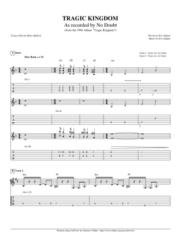 Tragic Kingdom Guitar Tab