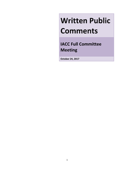Written Public Comments for the October 2017 IACC Meeting
