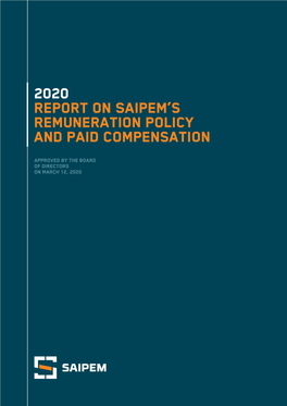 2020 Report on Saipem's Remuneration Policy and Paid