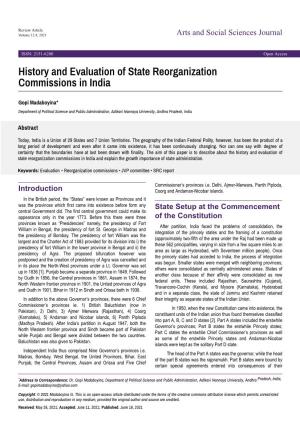 History and Evaluation of State Reorganization Commissions in India
