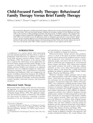 Child-Focused Family Therapy: Behavioural Family Therapy Versus Brief Family Therapy