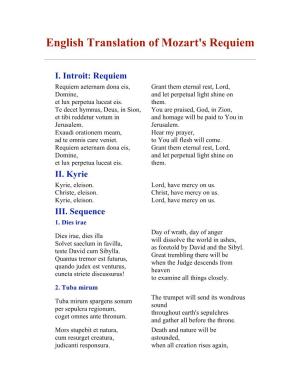 English Translation of Mozart's Requiem