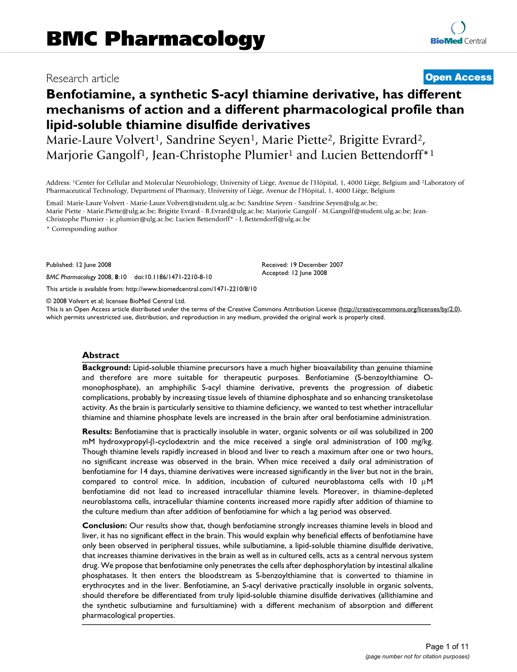 Benfotiamine, a Synthetic S-Acyl Thiamine Derivative, Has Different