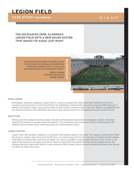 LEGION FIELD CASE STUDY: Recreation