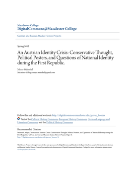 An Austrian Identity Crisis: Conservative Thought, Political Posters, and Questions of National Identity During the First Republic
