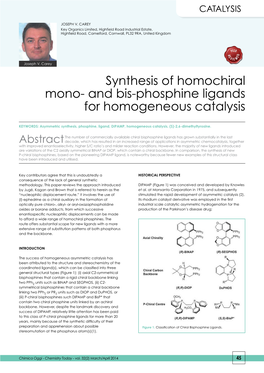 And Bis-Phosphine Ligands for Homogeneous Catalysis