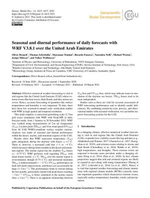 Seasonal and Diurnal Performance of Daily Forecasts with WRF V3.8.1 Over the United Arab Emirates