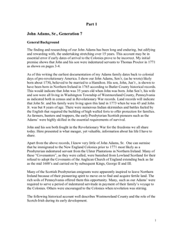 Part 1 John Adams, Sr., Generation 7