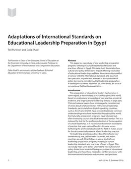 Adaptations of International Standards on Educational Leadership Preparation in Egypt