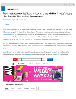 Meet Interactive Artist Scott Snibbe and Watch Him Create Visuals for Passion Pit's Webby Performance