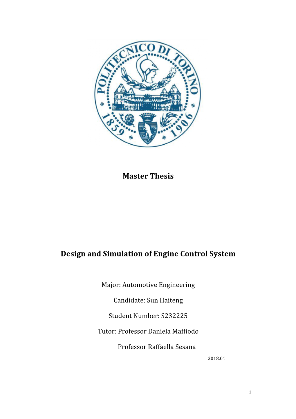Master Thesis Design and Simulation of Engine Control System