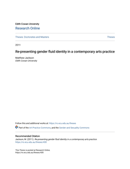 Re-Presenting Gender Fluid Identity in a Contemporary Arts Practice
