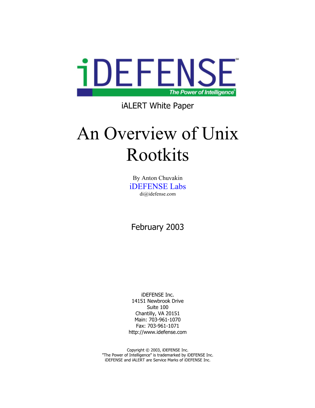 An Overview of Unix Rootkits