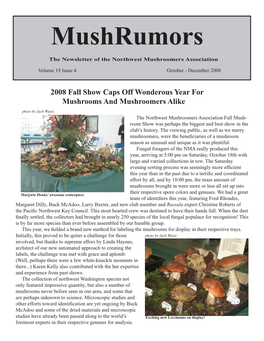 Mushrumors the Newsletter of the Northwest Mushroomers Association