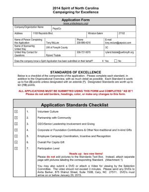 Application Standards Checklist