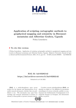 Application of Scripting Cartographic Methods to Geophysical Mapping and Seismicity in Rwenzori Mountains and Albertine Graben, Uganda Polina Lemenkova