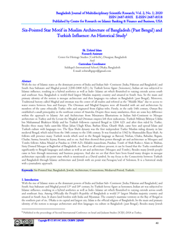 Six-Pointed Star Motif in Muslim Architecture of Bangladesh (Past Bengal) and Turkish Influence: an Historical Study1