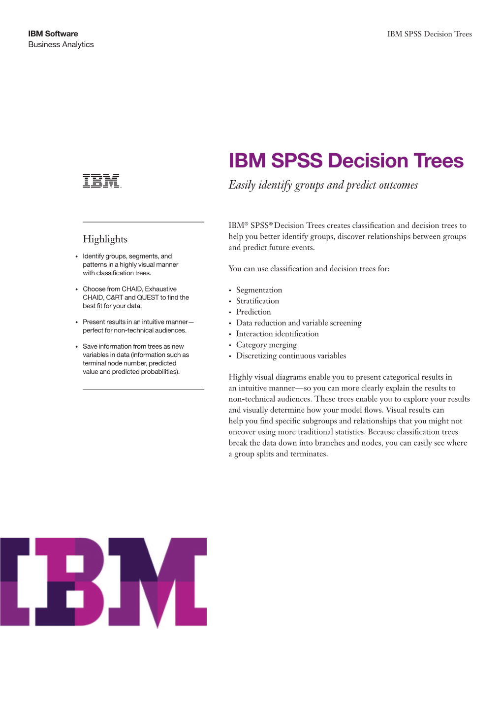 IBM SPSS Decision Trees Business Analytics