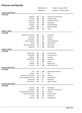 Fixtures and Results