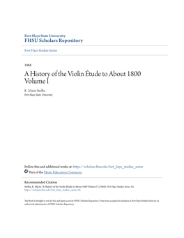 A History of the Violin Étude to About 1800 Volume I K