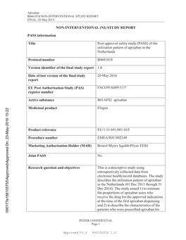 Non-Interventional (Ni) Study Report