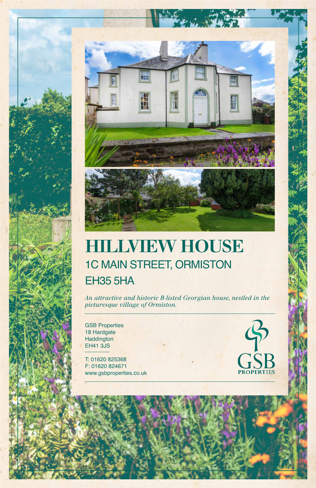 Hillview House 1C Main Street, Ormiston EH35 5HA an Attractive and Historic B-Listed Georgian House, Nestled in the Picturesque Village of Ormiston