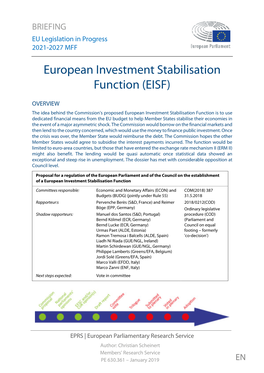 European Investment Stabilisation Function (EISF)