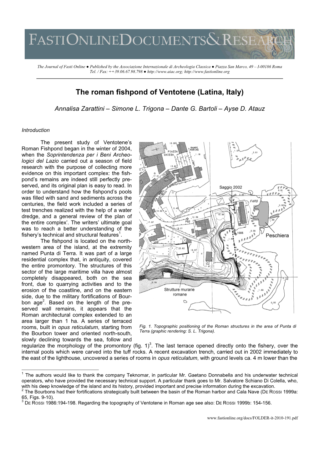 The Roman Fishpond of Ventotene (Latina, Italy)