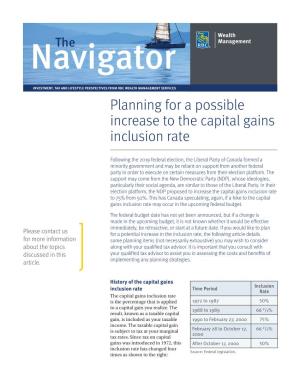 Planning for a Possible Increase to the Capital Gains Inclusion Rate