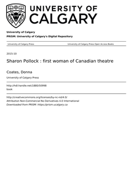 Sharon Pollock : First Woman of Canadian Theatre
