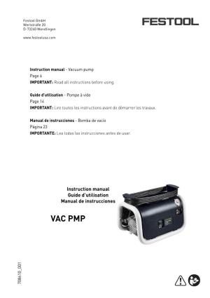 Vacuum Pump Page 6 IMPORTANT: Read All Instructions Before Using
