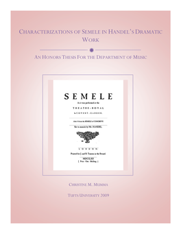 Characterizations of Semele in Handel's Dramatic Work
