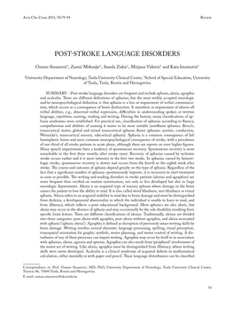 Post-Stroke Language Disorders
