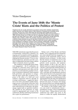 The Events of June 1848: the Â•Ÿmonte Cristoâ•Ž Riots and The