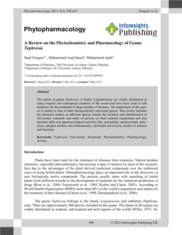 A Review on the Phytochemistry and Pharmacology of Genus Tephrosia