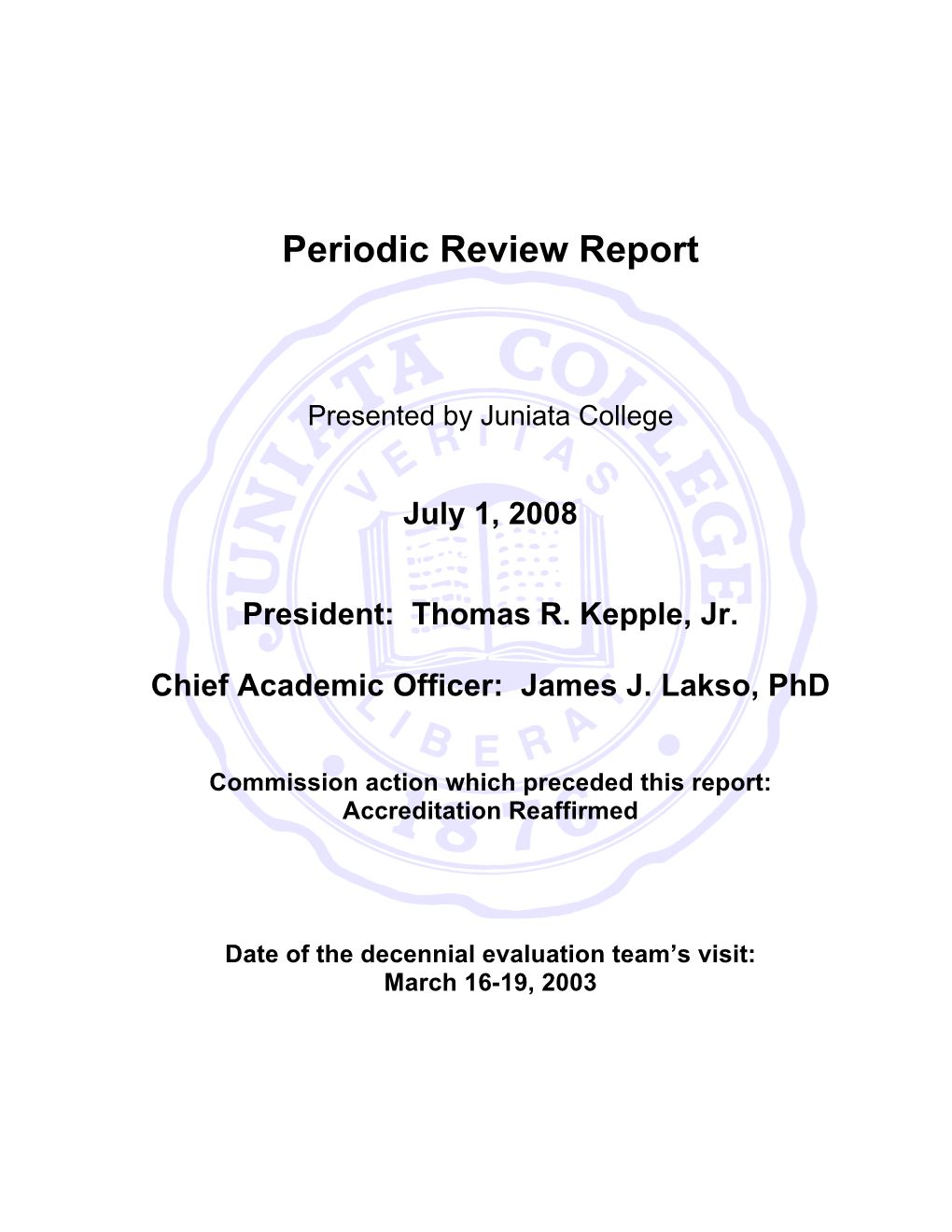 Periodic Review Report