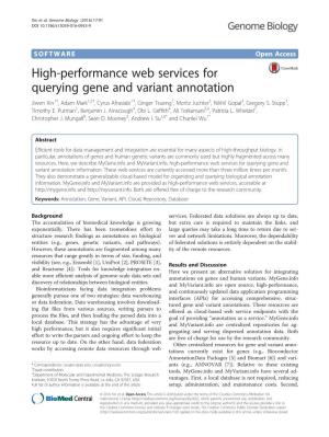 High-Performance Web Services for Querying Gene