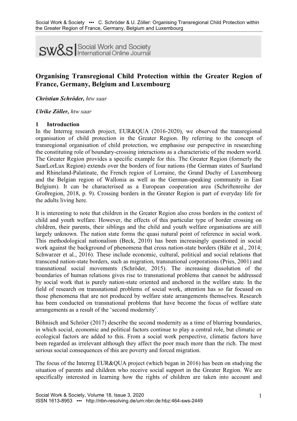 Organising Transregional Child Protection Within the Greater Region of France, Germany, Belgium and Luxembourg